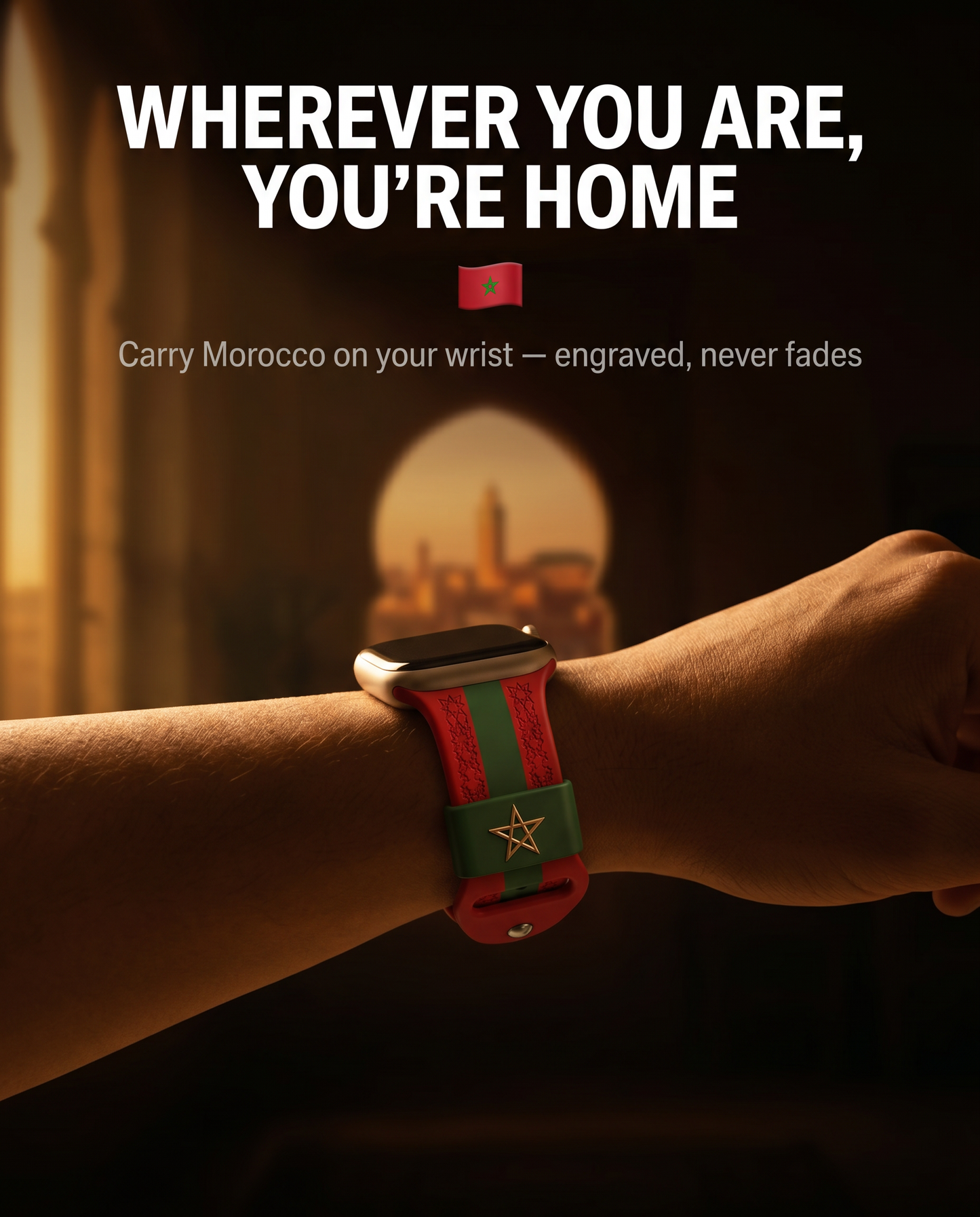 Morocco Flag | Deep-Engraved Band for Apple Watch