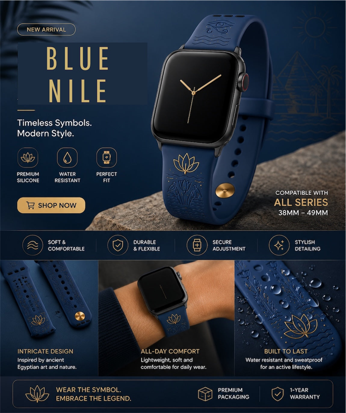 Blue Nile engraved silicone Apple Watch band