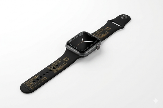 Vision Black engraved silicone Apple Watch band